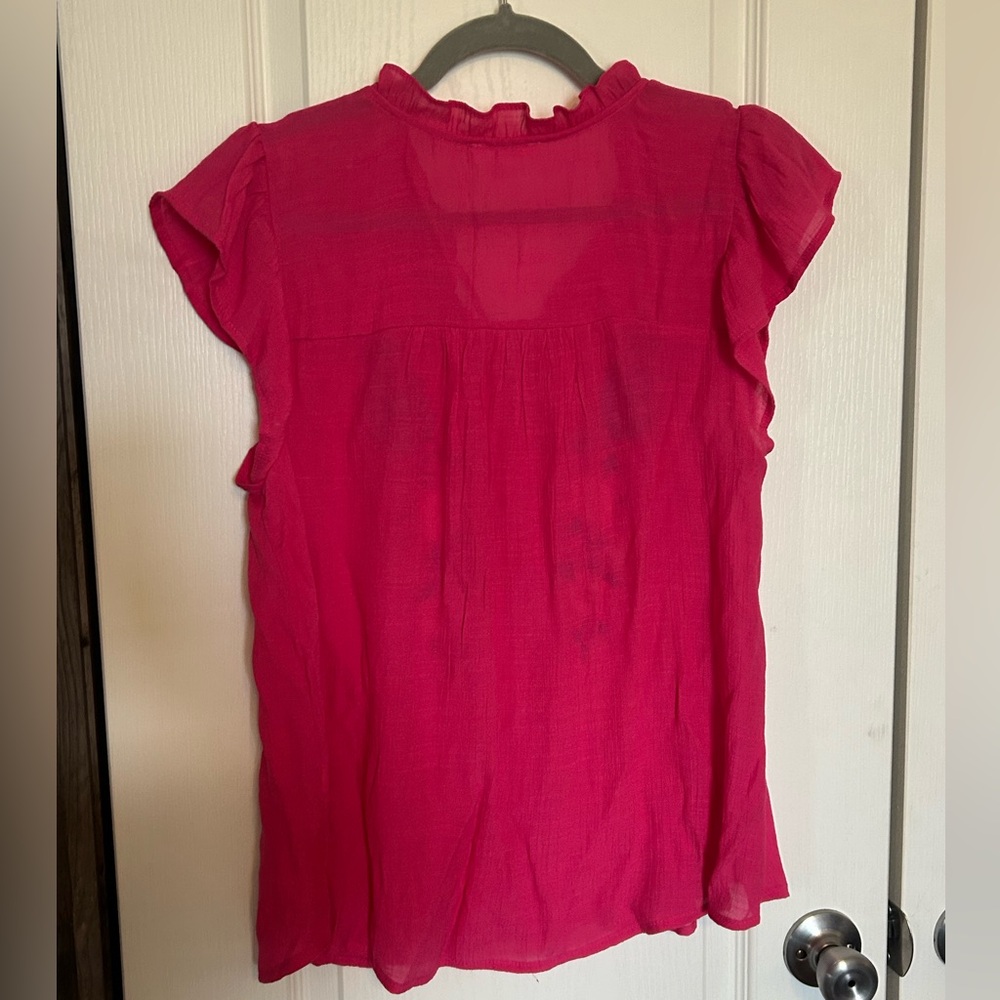 MINE
Hot Pink Embroidered Flutter Sleeve Blouse - Picture 3 of 6